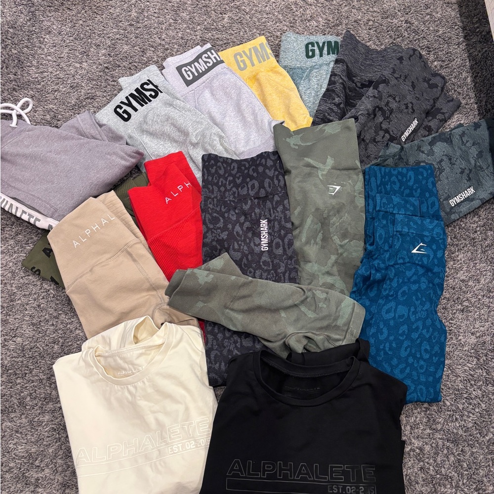 Assorted Gym Leggings & Tops with Alphalete and Gymshark Logos - Multi Color